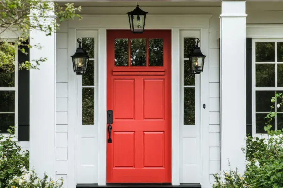Home with a red front door