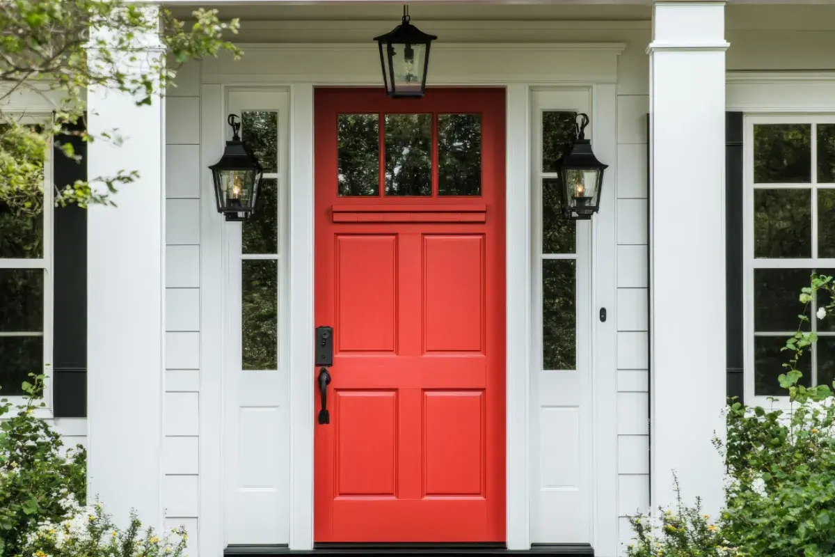 Home with a red front door