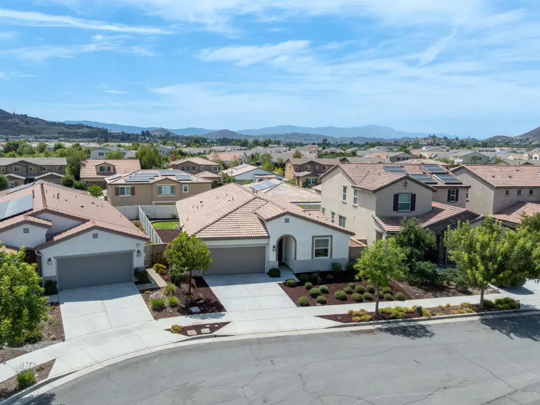 Aerial view of a neighborhood