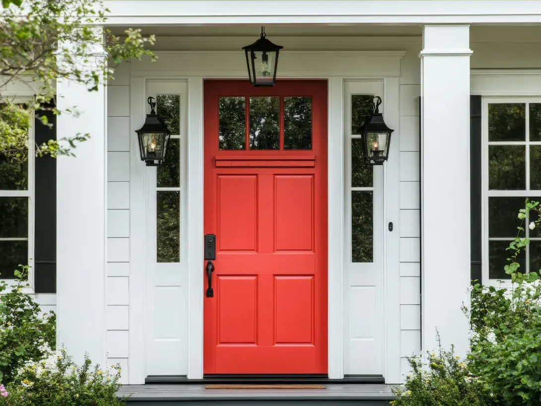 Home with a red front door